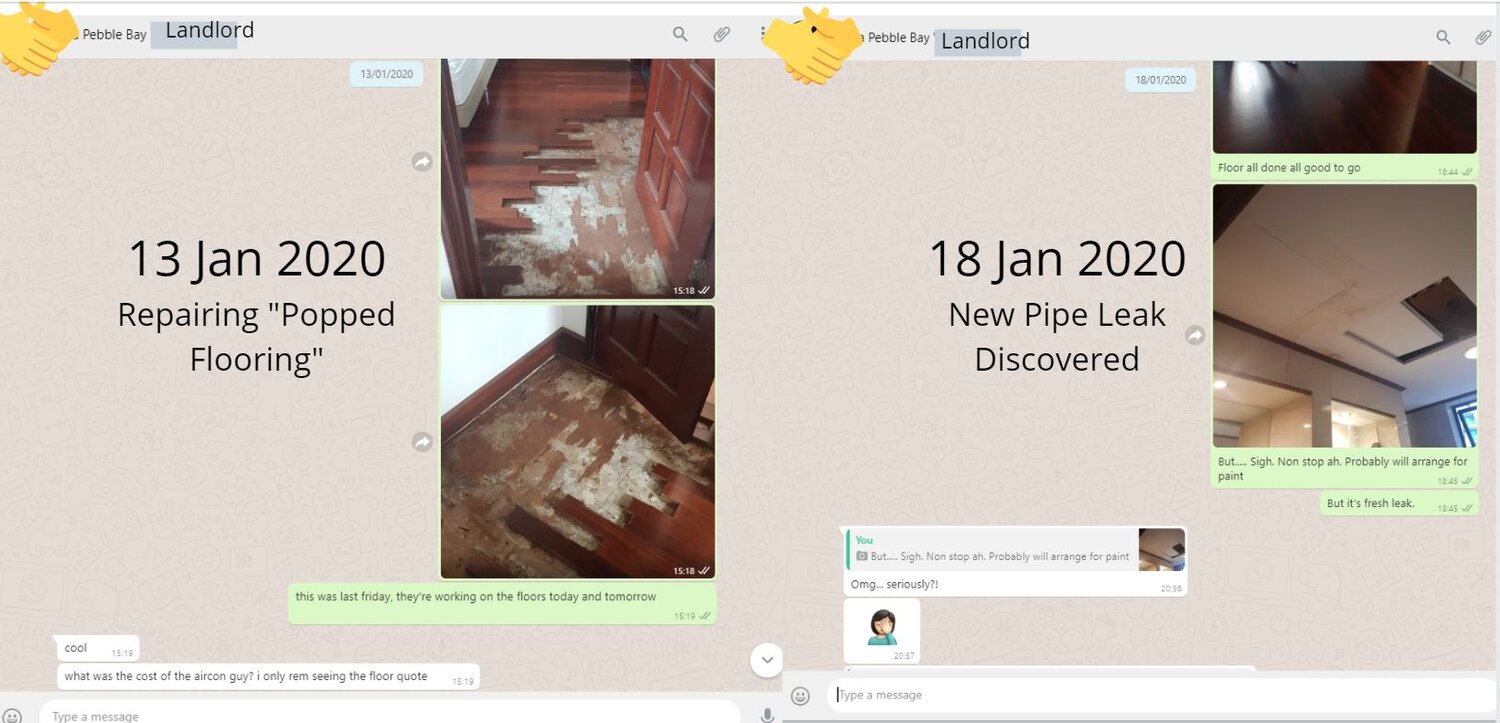 Whatsapp Messages with my landlord client who owns a prime 23-year old condo in Tanjong Rhu