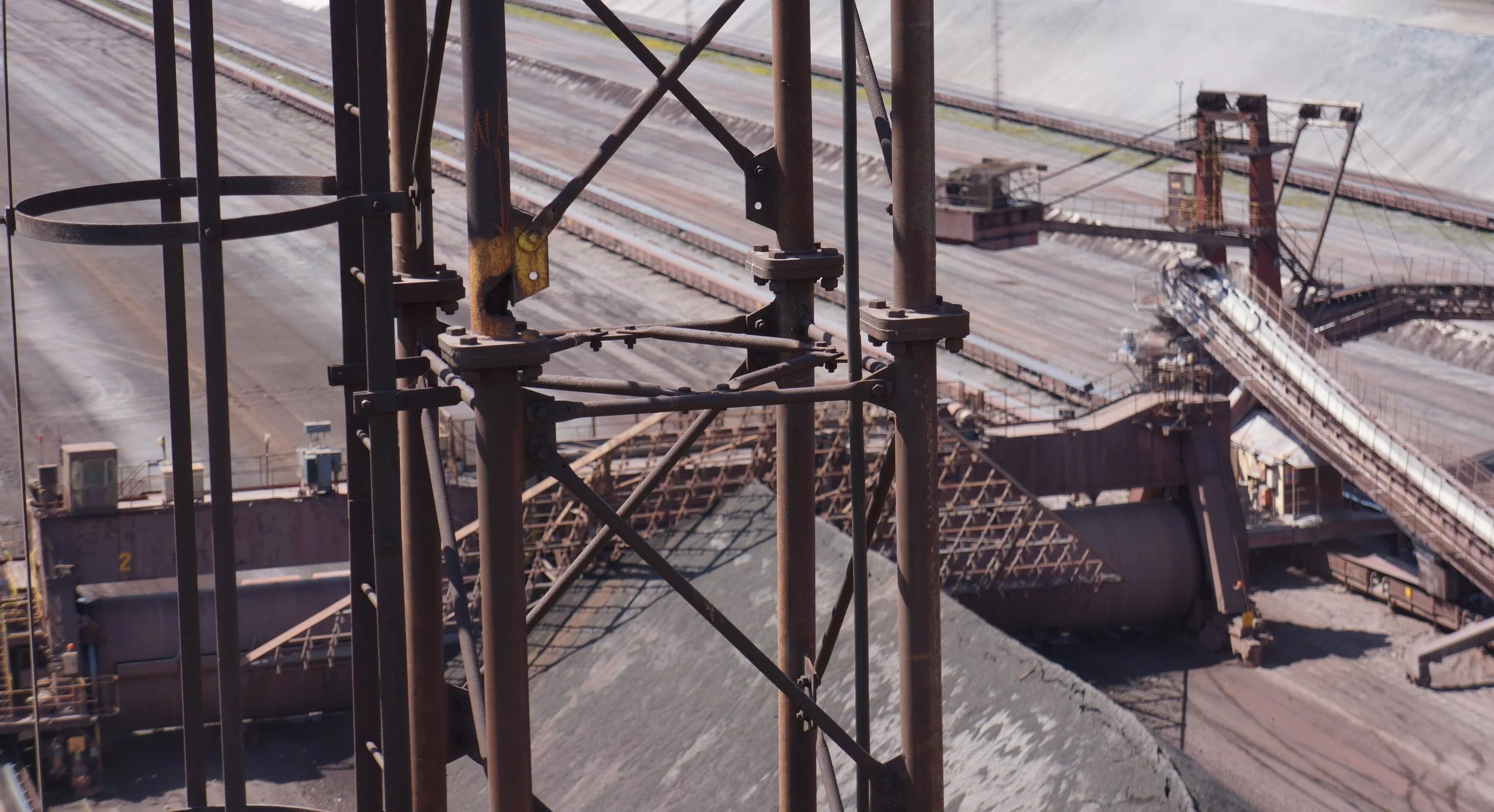 Drone survey of steelwork lighting tower