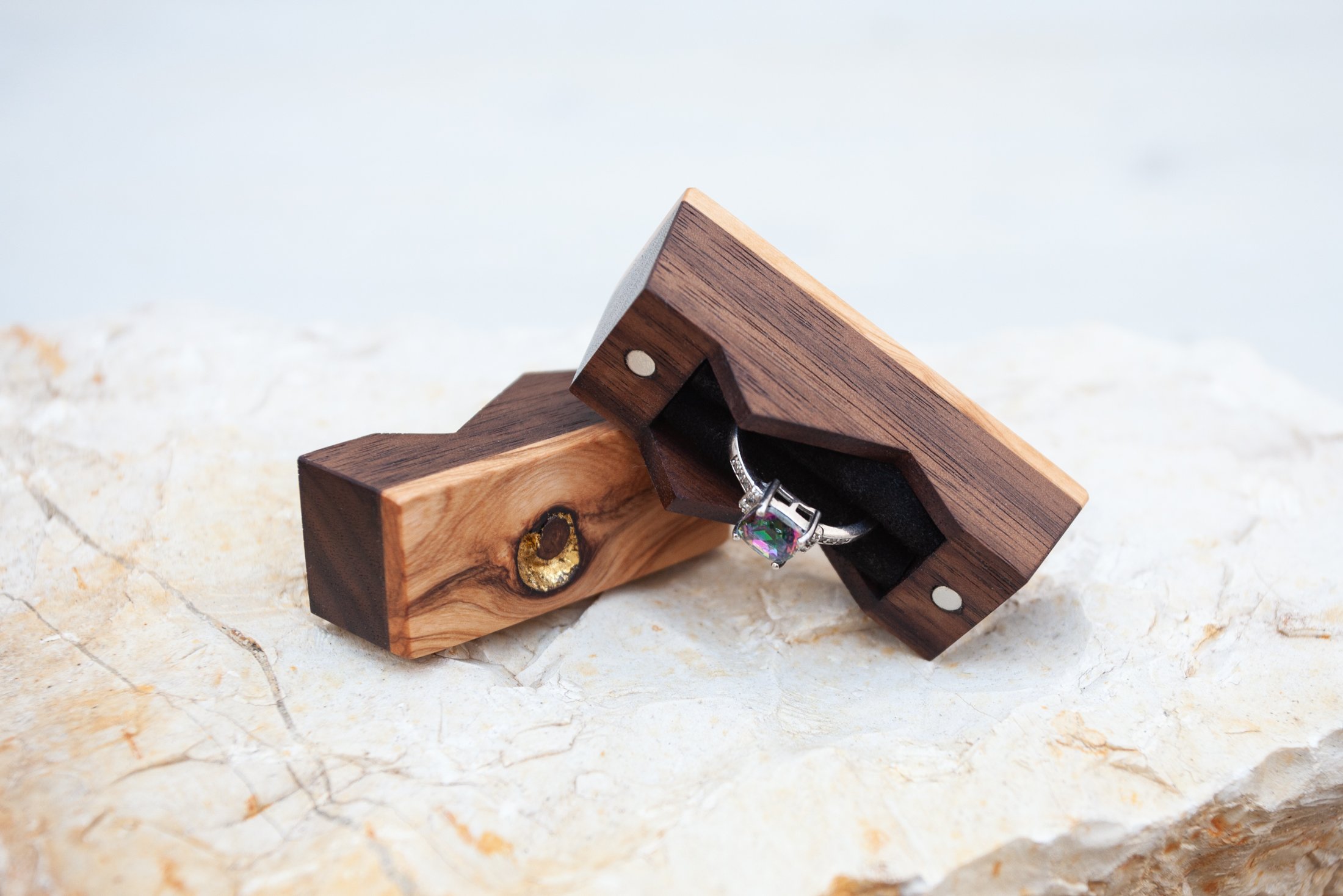 Engagement Wooden Ring Box 2 Rings Portable Wedding Proposal - Temu