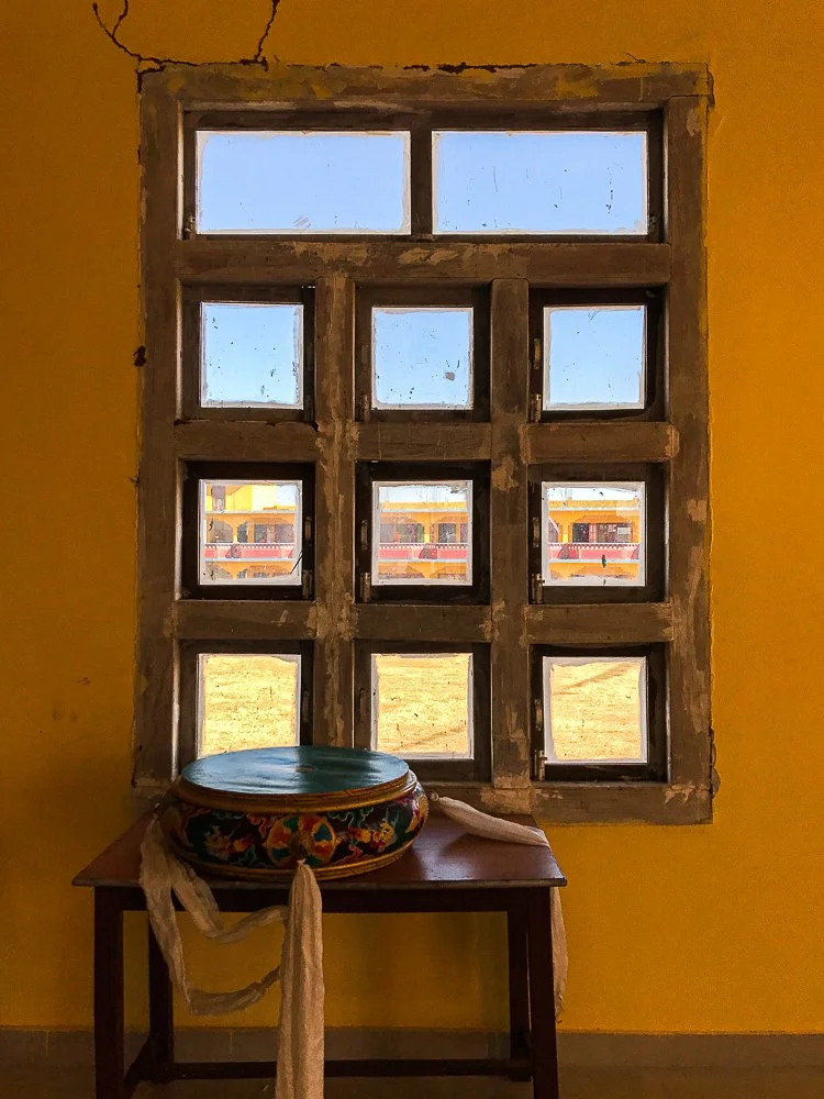 Drum in Window, Monastery, India