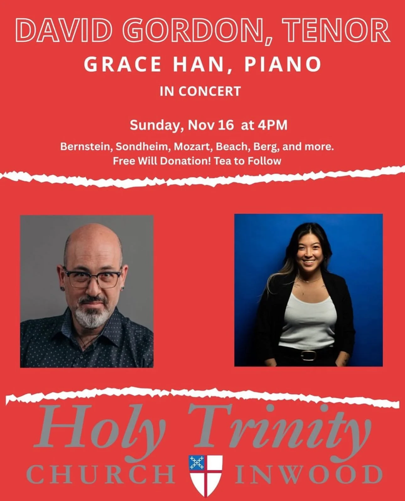 We&rsquo;re excited to share that @davidgordontenor, AOP Board Member, will be performing in concert on Sunday, November 16 at 4 PM at Holy Trinity Church Inwood, 20 Cumming Street, New York, 10034, joined by @gracehanpiano on piano. 

Join us in cel