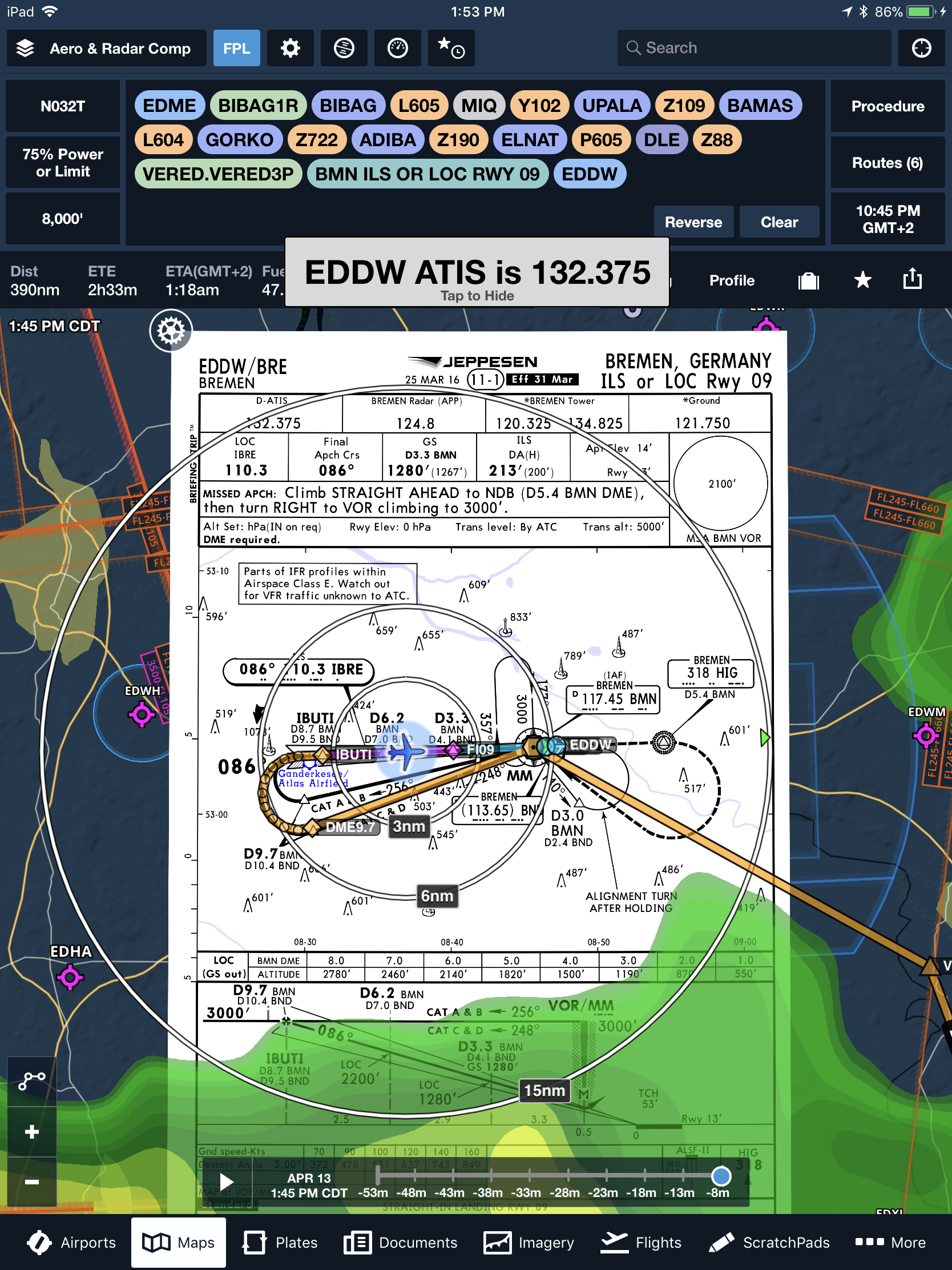 ForeFlight-Jeppesen-chart-on-map-with-radar-and-dest-wx-freq.PNG