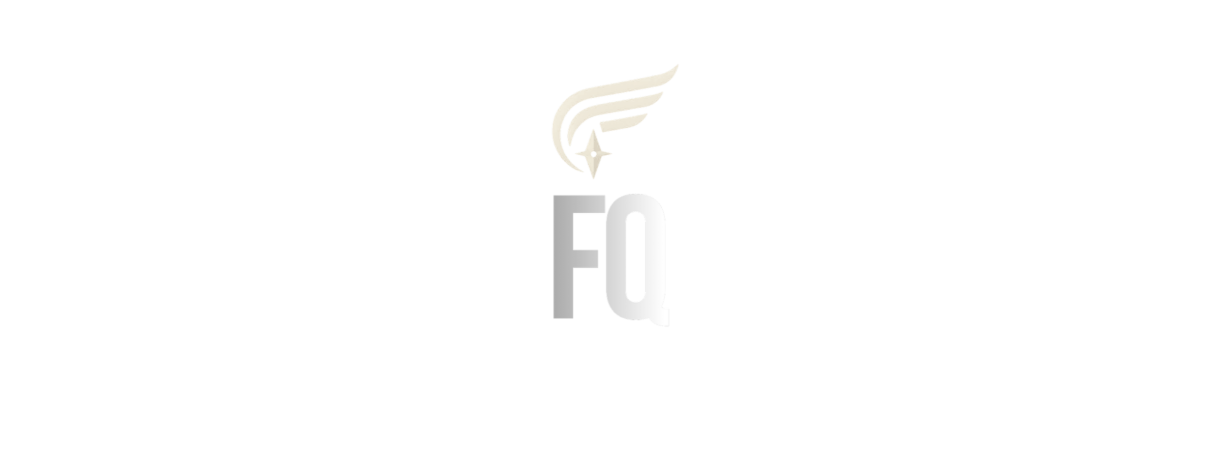 Ein schwarzes Logo mit einem stilisierten Flügel in Silber und einem Stern. Darunter steht der Schriftzug 'FO' in großen silbernen Buchstaben.