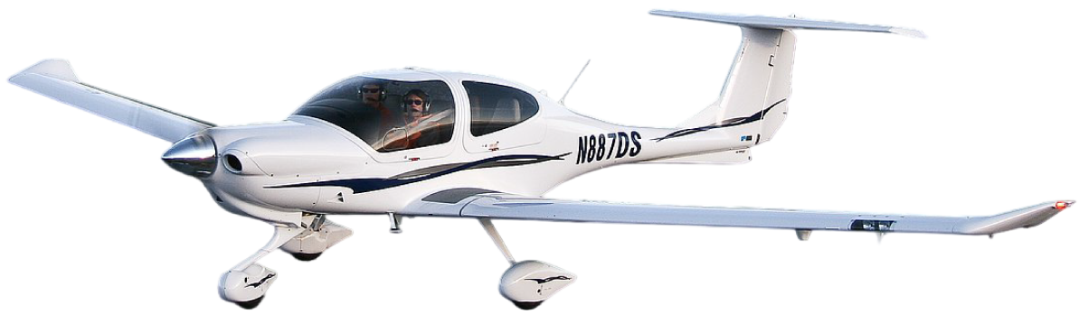 Ein weißes privat Flugdrachenflugzeug mit den Markierungen N887DS im Flug.