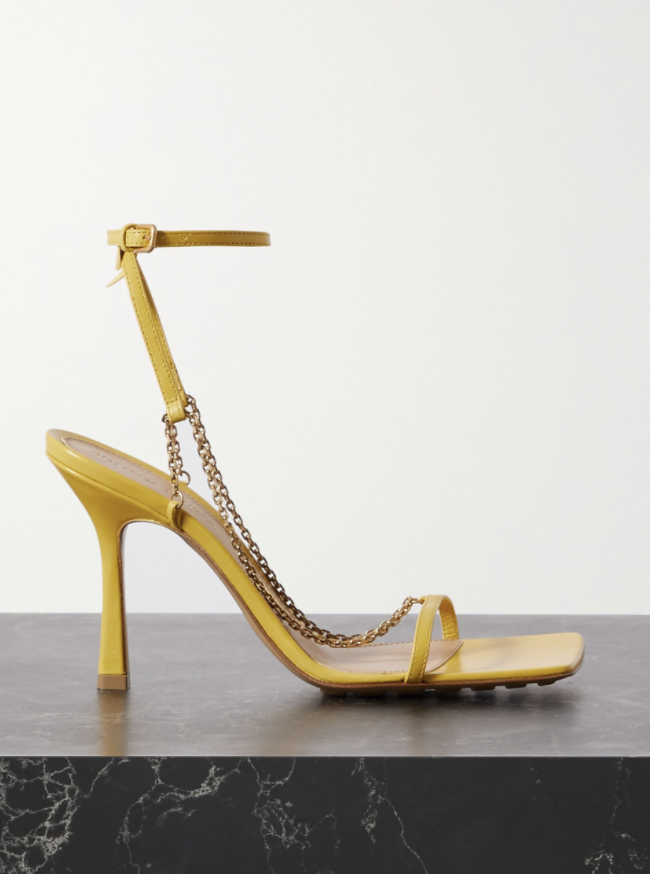 BOTTEGA VENETA YELLOW CHAIN-EMBELLISHED LEATHER SANDALS (Copy)