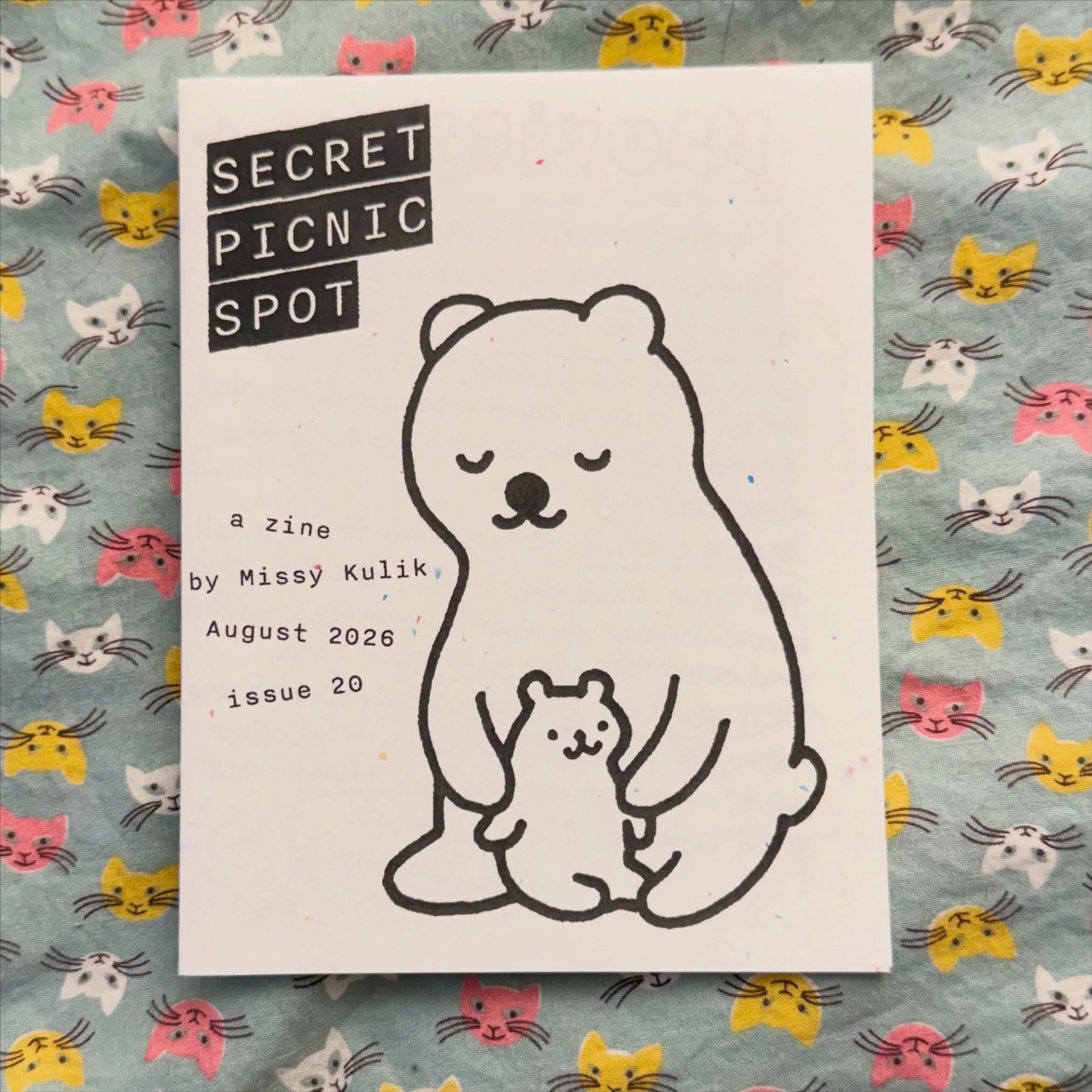 Secret Picnic Spot issue 20 is out and available on my website! This issue talks about my pickle notebook, a comic starring my cats, Globey, a family visit, movies, and bear cloud lattes! #zines #linkinbio #indiecomics #tweeart