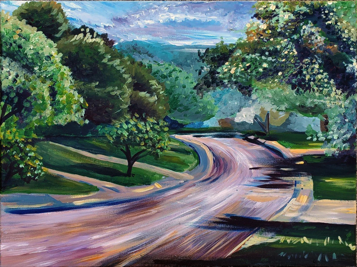 Ridge Oak. Acrylic. 12 x 18" 2020. #tbt to when I used to live in a garage and wore a mask #painting #acrylicpainting #artistsoninsta