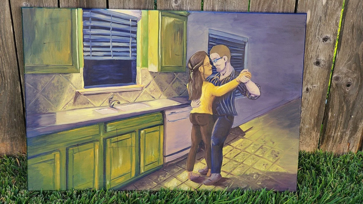 Happy 2 years! 2nd wedding anniversary gift for my husband. first painted piece in a long time, especially it being a 24 x 36" oil piece. ima be mad annoying posting more about this painting and others in general. 🥳  #painting #oilpainting #art