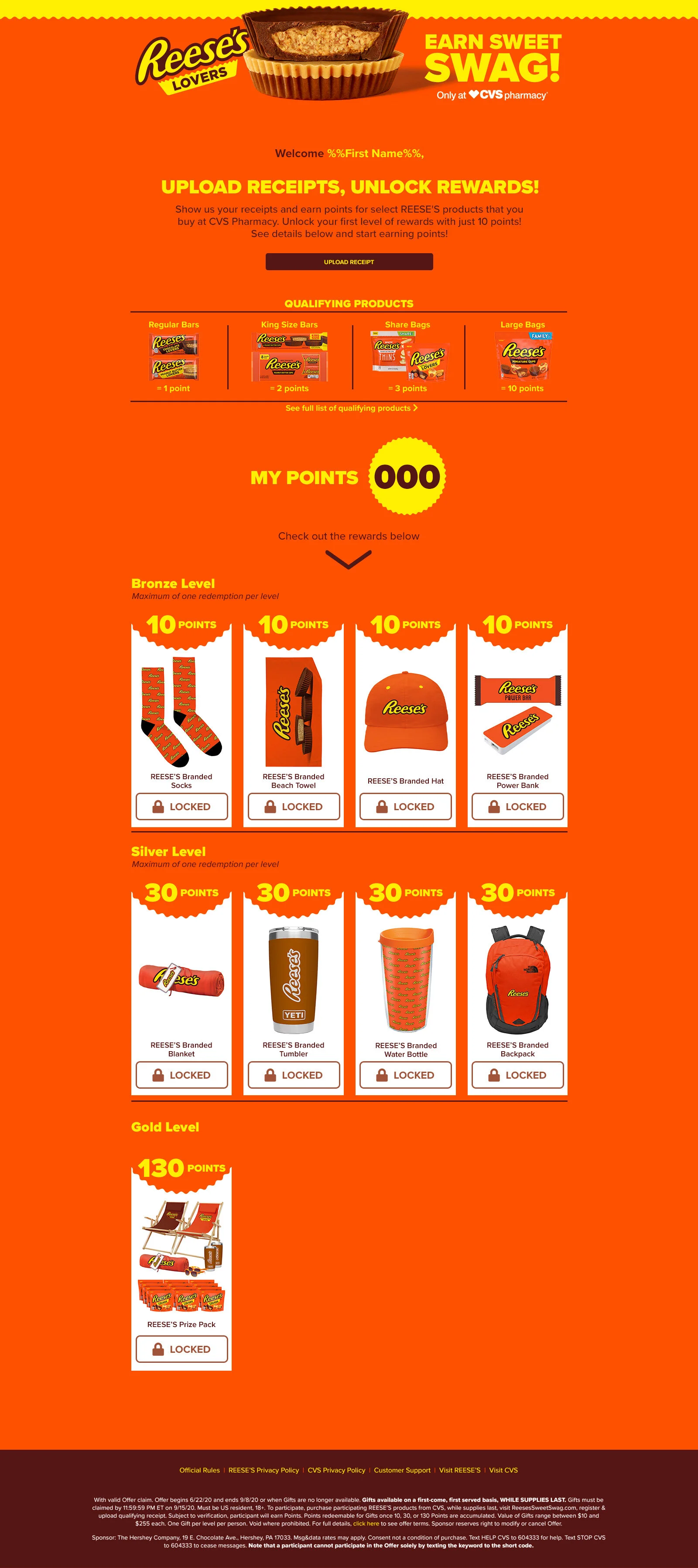 prizes punch card