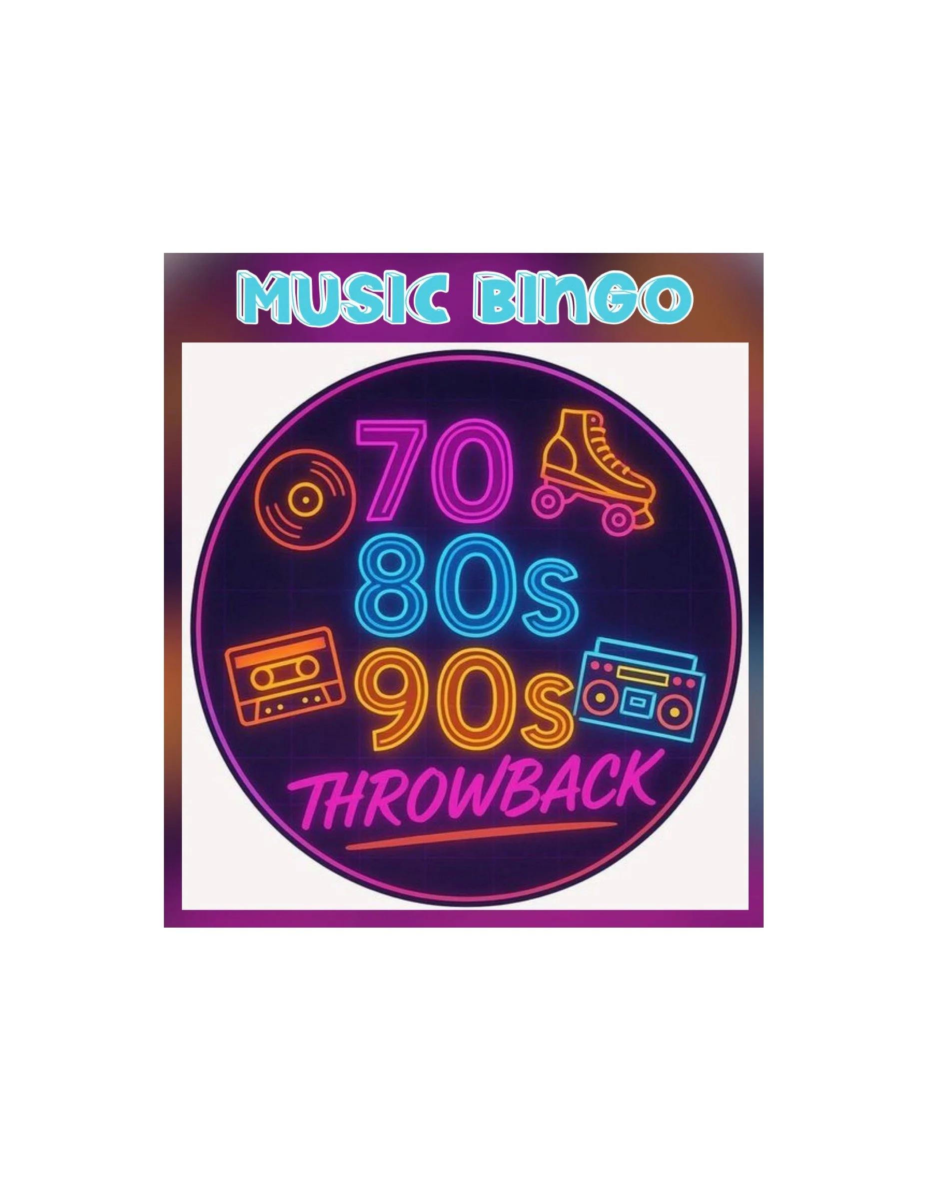 Music Bingo: 70's, 80's, 90's 