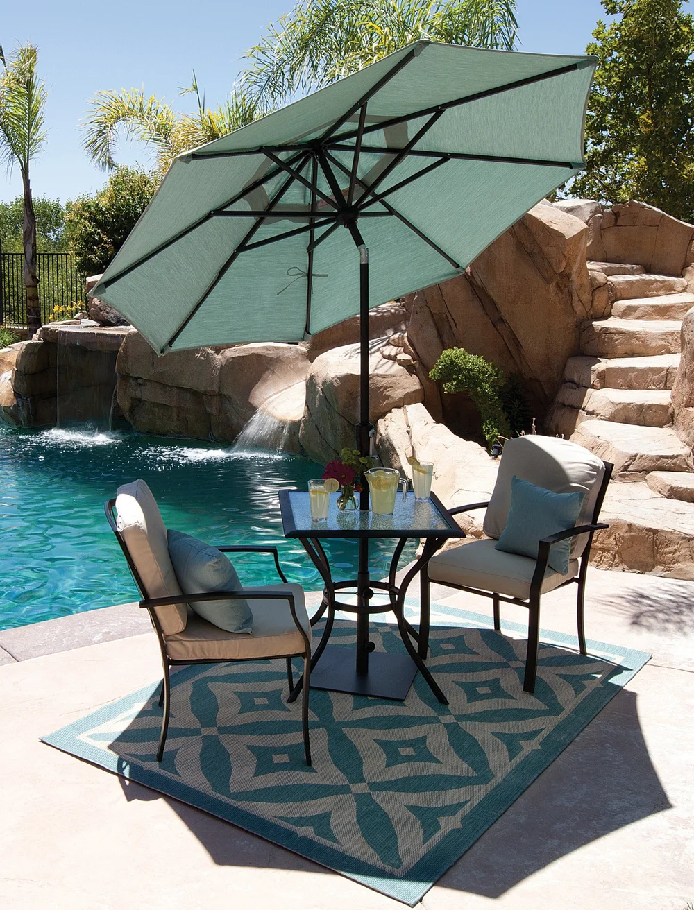 better homes patio umbrella 8x11 ftp arts 11' Octagonal Cantilever with Anthracite Pole Leaders Furniture in lights on underside Waterproof and UV resistant Fade resistant Crank design for easy set up Rustproof ribs and pole 12 steel ribs Features 2 pack) Better Homes &