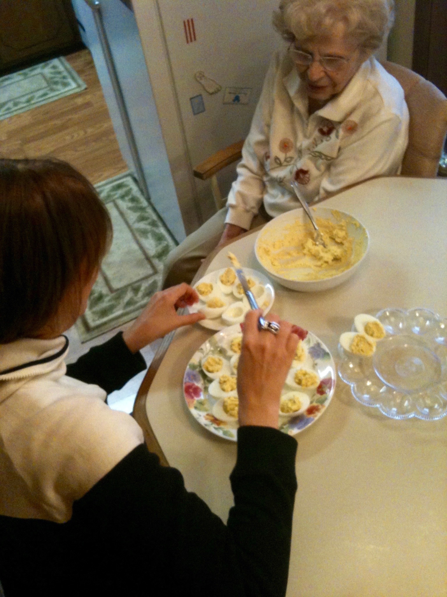 Me and Mommie making deviled eggs.