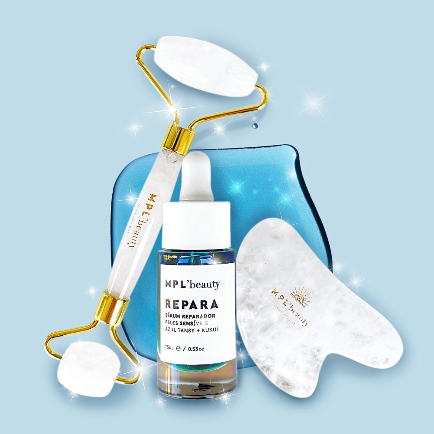 Kit Gua Sha Quartzo Branco