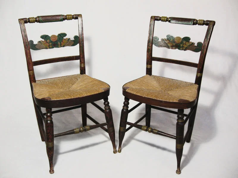 Sheraton Painted Rush Bottom Chairs--c. 1810