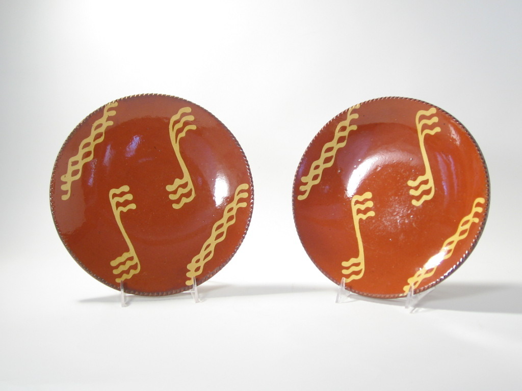 Pair of Antique Pennsylvania Redware Plates