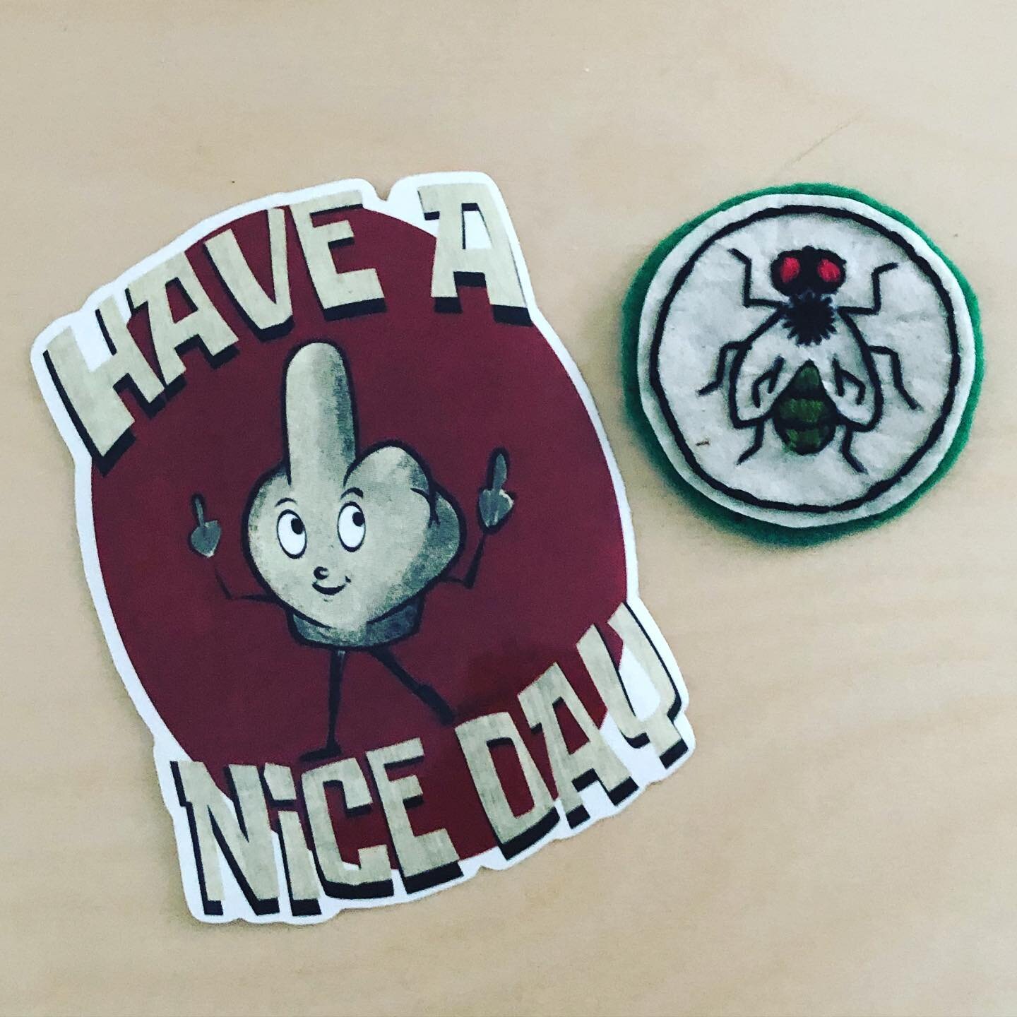 Love my new hand embroidered fly patch and sticker from @finks_and_weirdohs by my buddy @curtis_campbell #handembroidered #fink #fly #wierdohs