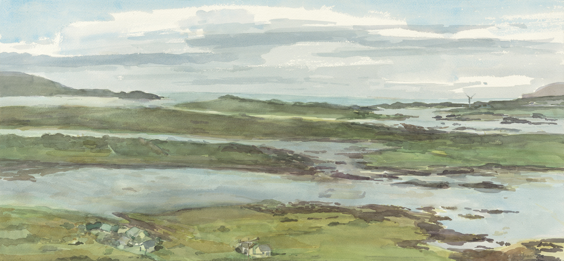   Clearing From Cleendra, Co Donegal,   2017, watercolor on paper, 29.5” x 13.5” 