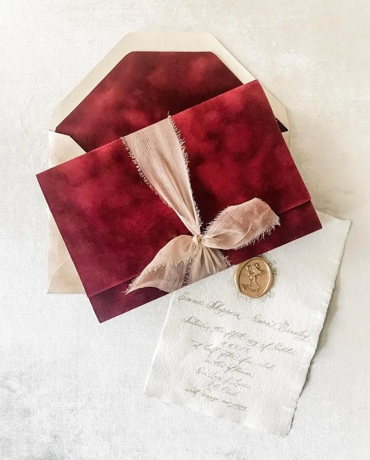 Hand-aged wedding envelopes were the perfect detail for this October wedding. We are very good at adding the right amount of vintage, old-world feels to all Save the Dates, Wedding invitation suites and reception day-of paper goods.

We are exactly w