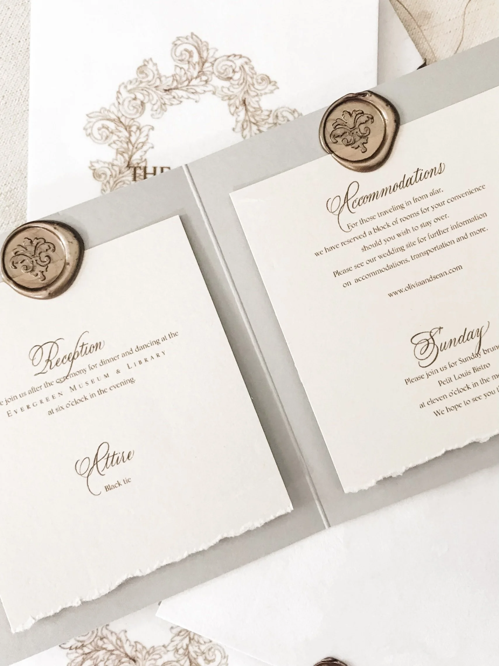 An oldie, but one I still find myself coming back to.

A study in softness, restraint, and all the little details that make a wedding invitation feel like something worth keeping.

Hand torn edges. A hand illustrated floral crest. Warm ivory paper. V