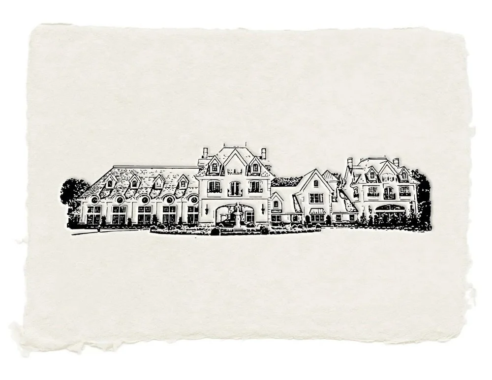 Some places deserve to be remembered on paper.

A beloved estate. The architecture of a favorite hotel. The place where two people begin their next chapter.

Our venue illustrations are created to preserve the character of these meaningful places in 