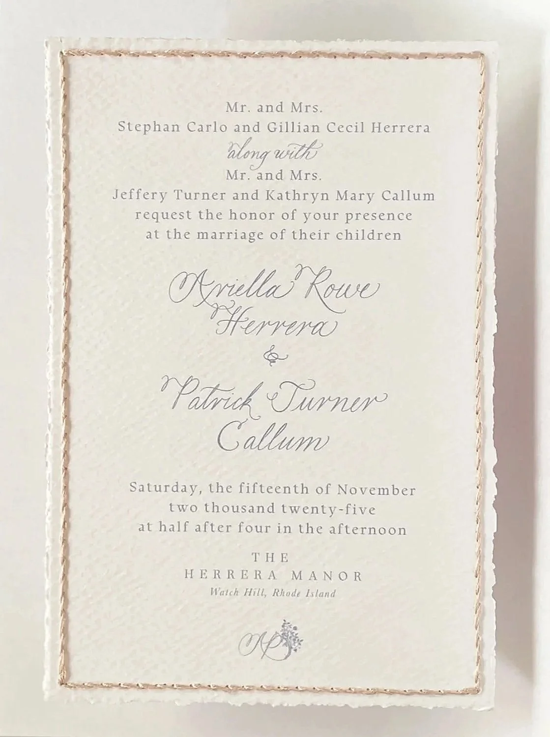 romantic embroidery custom wedding invitation card