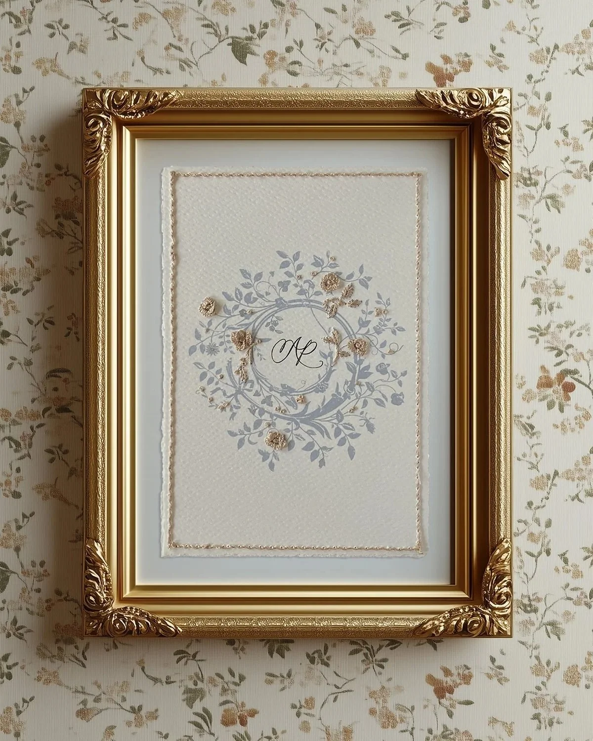 romantic wedding invitation embroidery design