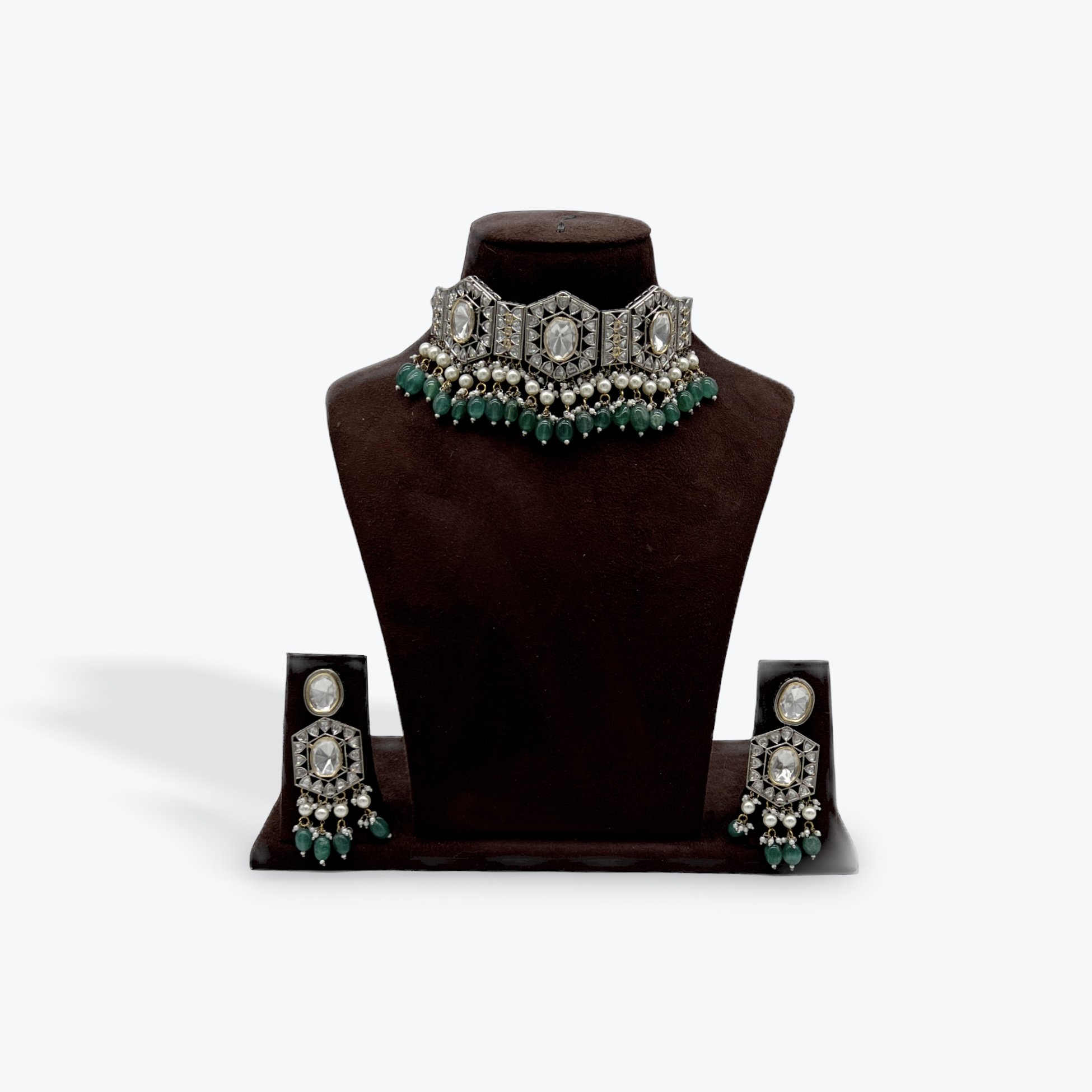 Zayna Emerald Kundan Choker Set