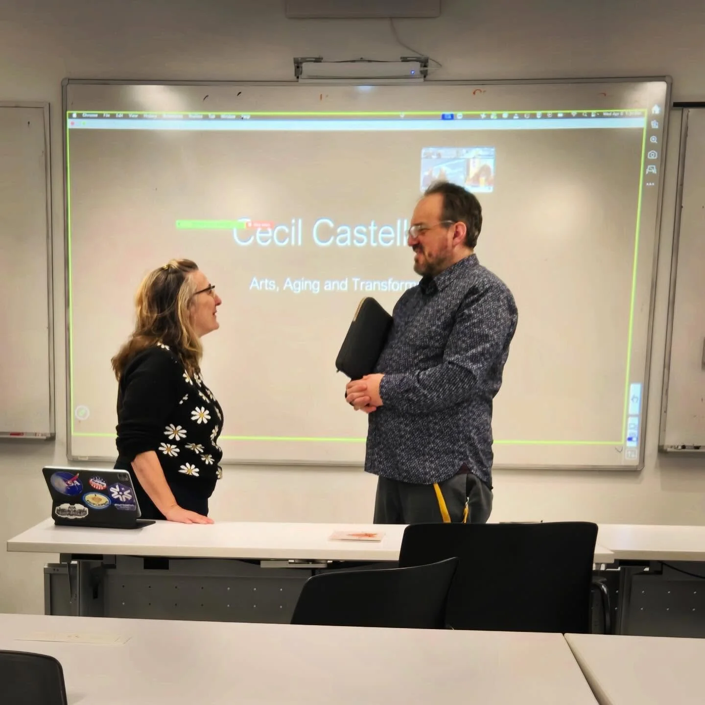 Thank you to @cuengage and @ericmtl for inviting me to talk about Arts, Aging and Transformation

Fun fact. &Eacute;ric was a drummer in my band Nerdy Girl when we were in our twenties!