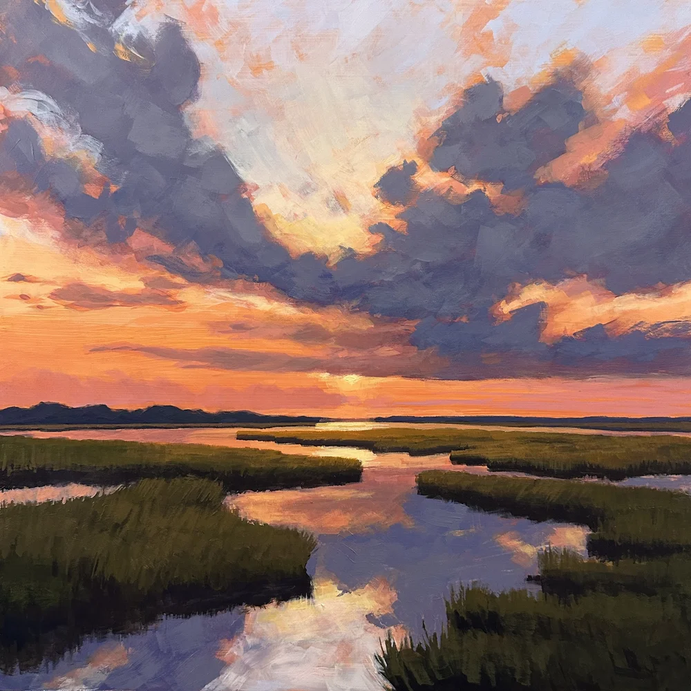 絵画 マーティン・ブルーク Marsh Sunset — Jim Musil Painter