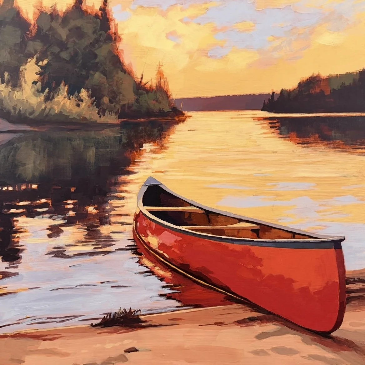 Red Canoe on Shore