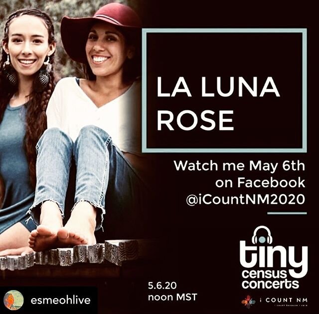 Posted @withregram &bull; @esmeohlive Coming up! Tiny Census Concert this Wednesday at noon. Happy to promote the census- &ldquo;Get counted, it counts for a lot!&rdquo; with @MayaPapayaRose at @LaLunaRose, brought to you by @NewMexicoBlack