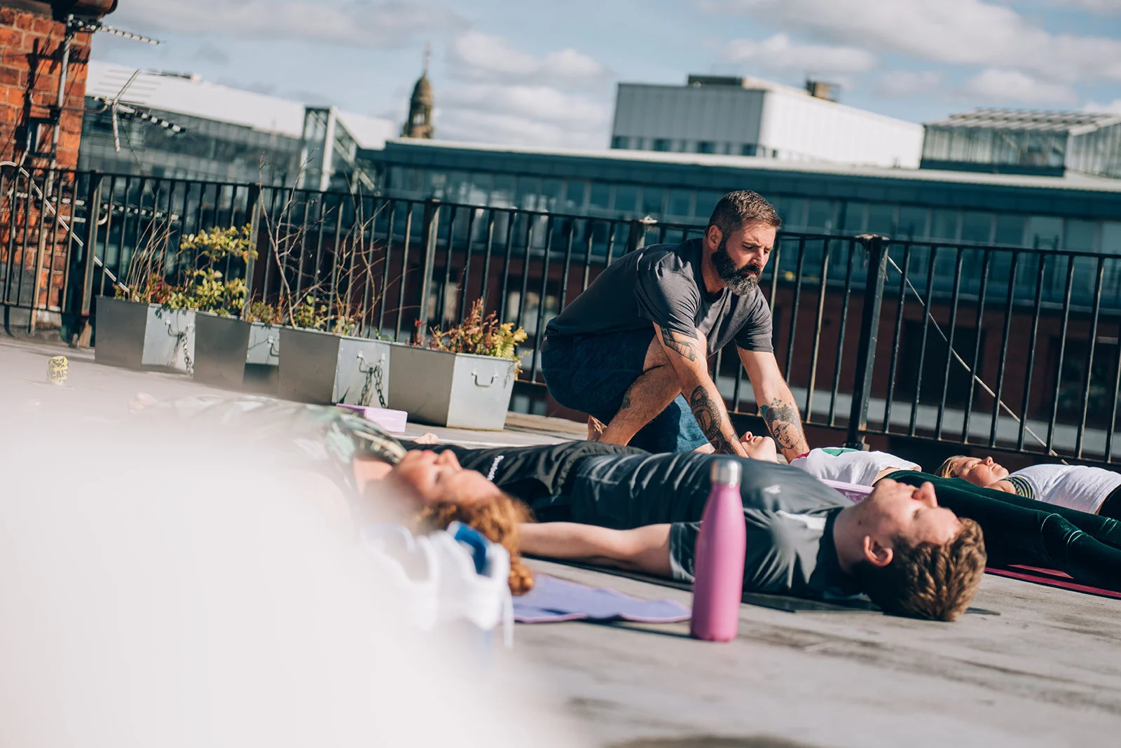 Founder Borja at our Let’s get it Om! Festival rooftop stretch.