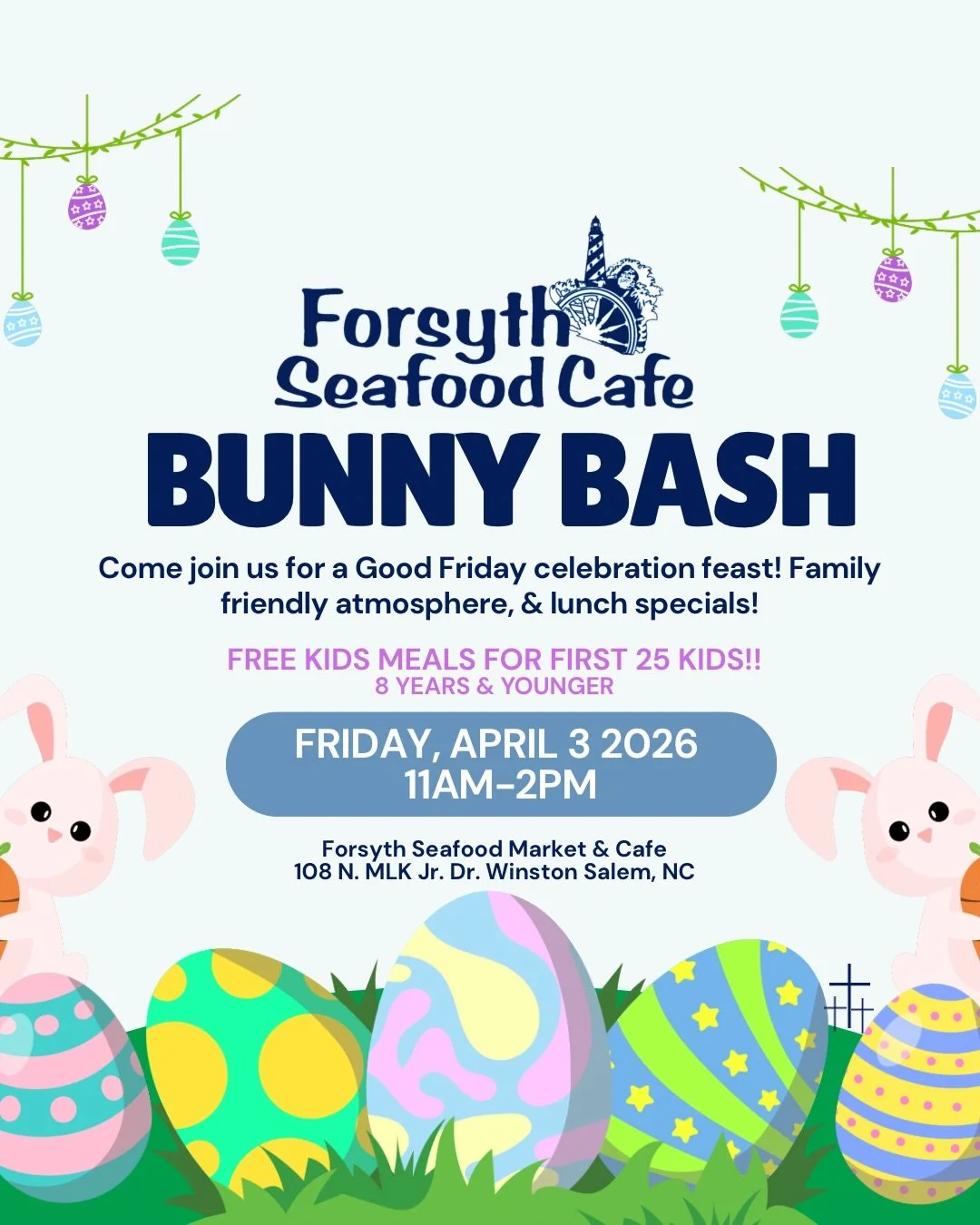 Hop on over for some family fun 🐰💙

We&rsquo;re celebrating with our Bunny Bash and a brand new Little Croakers Kids Menu made just for our youngest seafood lovers!

✨ PLUS a fun treat just for the kids:
Grab a FREE coloring page, bring it back col