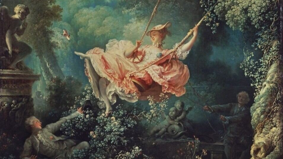 One of my personal favs – L'Escarpolette, aka “The Swing” (c. 1767) by Rococo painter Jean-Honoré Fragonard