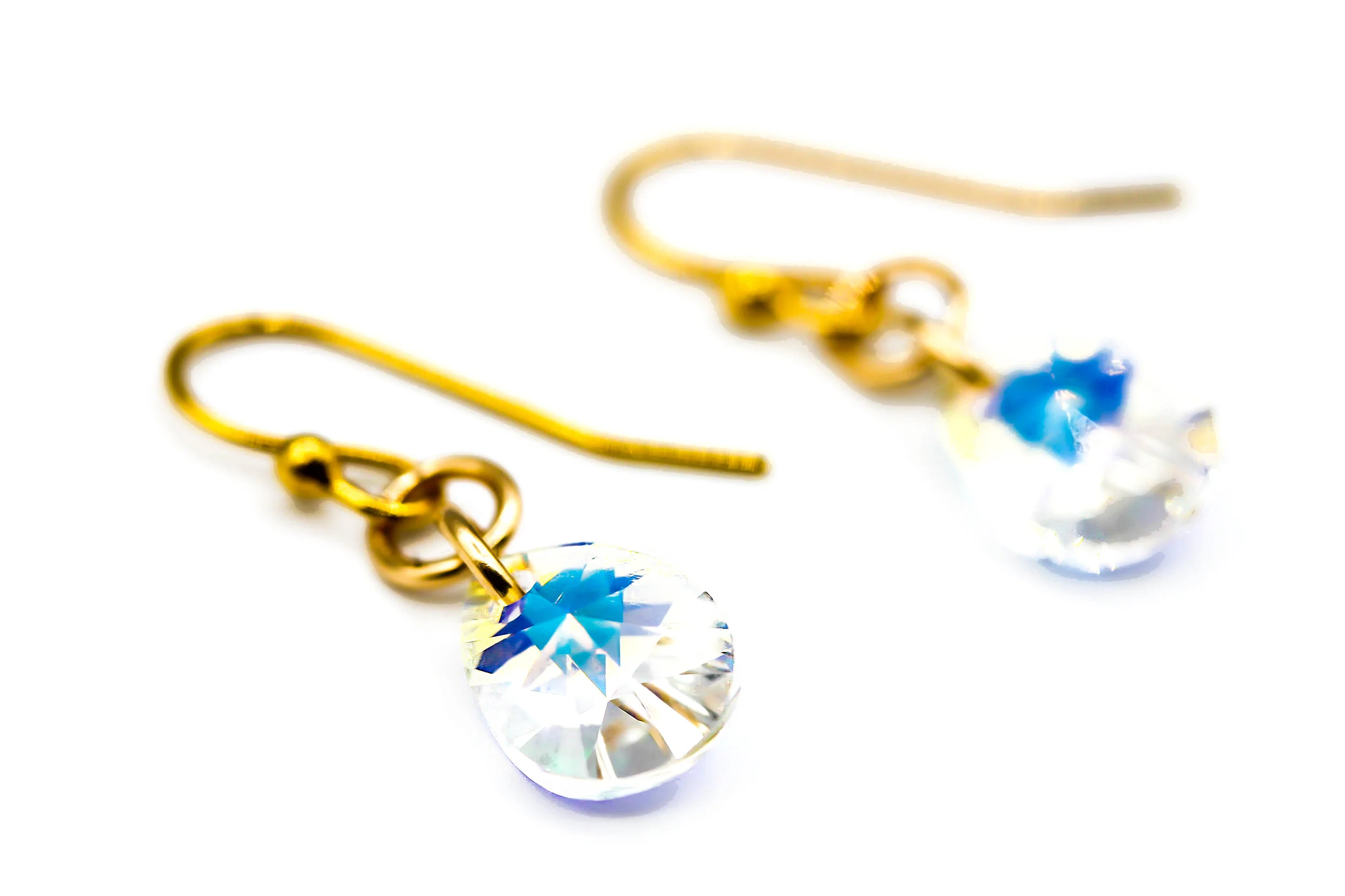 Gold Swarovski Crystal Earrings - Round
