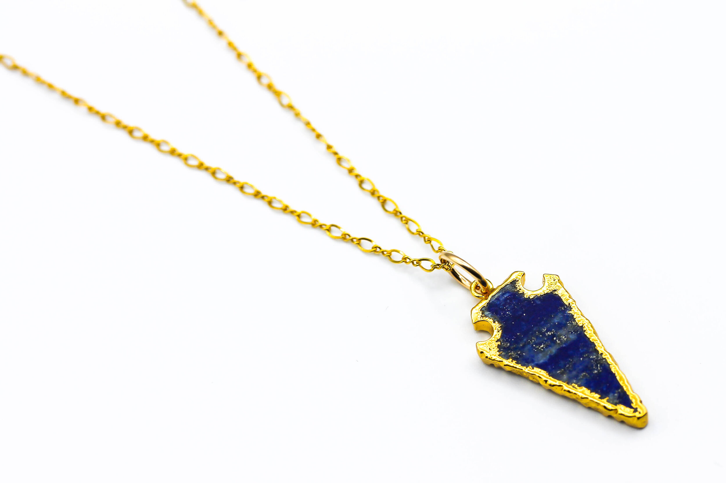 GOLD LAPIS ARROWHEAD CHAIN