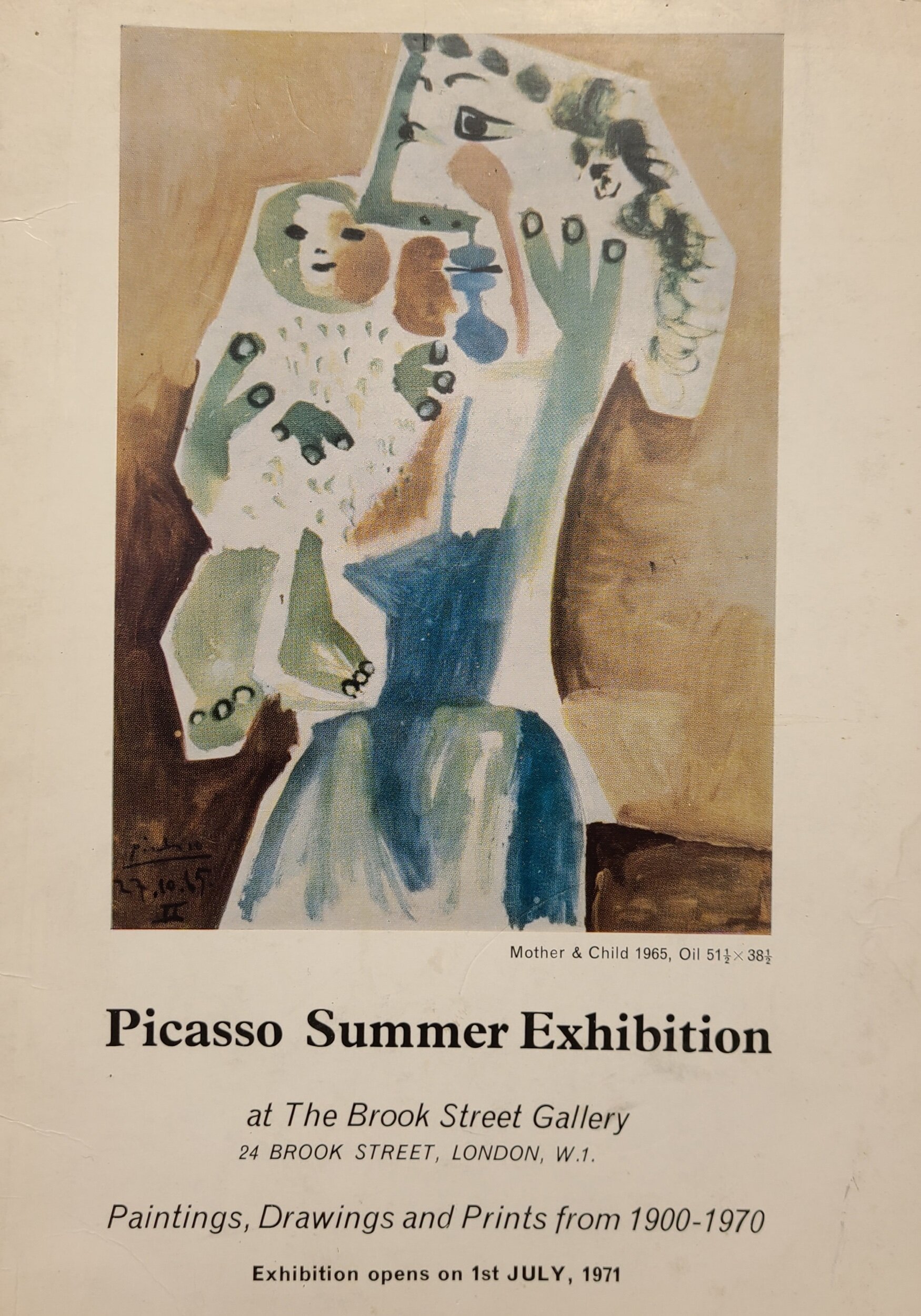 Brook Street Gallery catalogue from Picasso's solo exhibition.