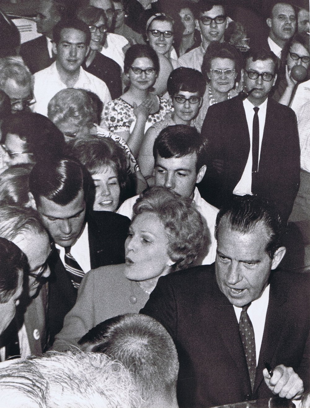 Richard Nixon and wife Pat speak to supporters in Evansville.