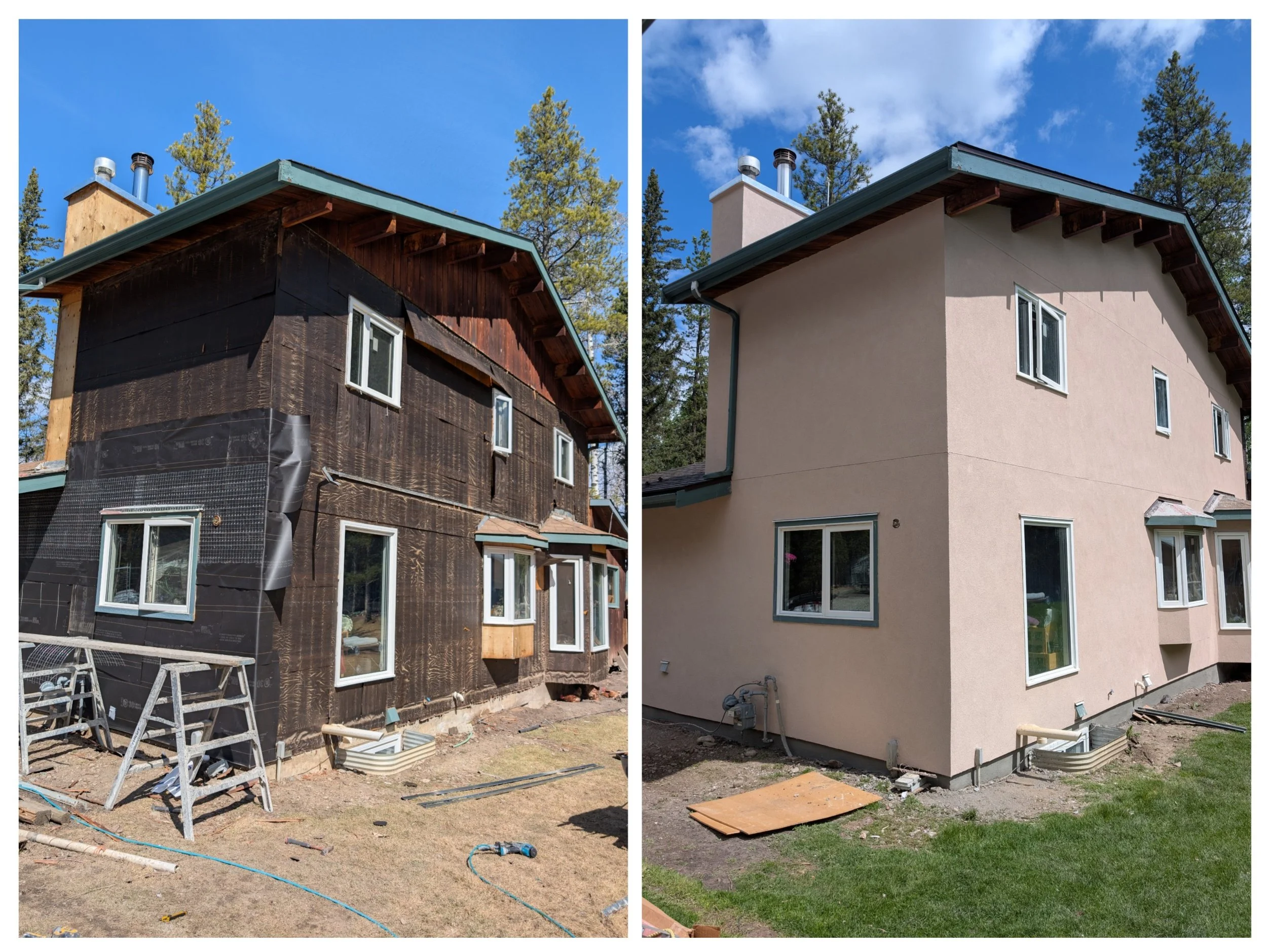 Full exterior stucco surface restoration in Calgary