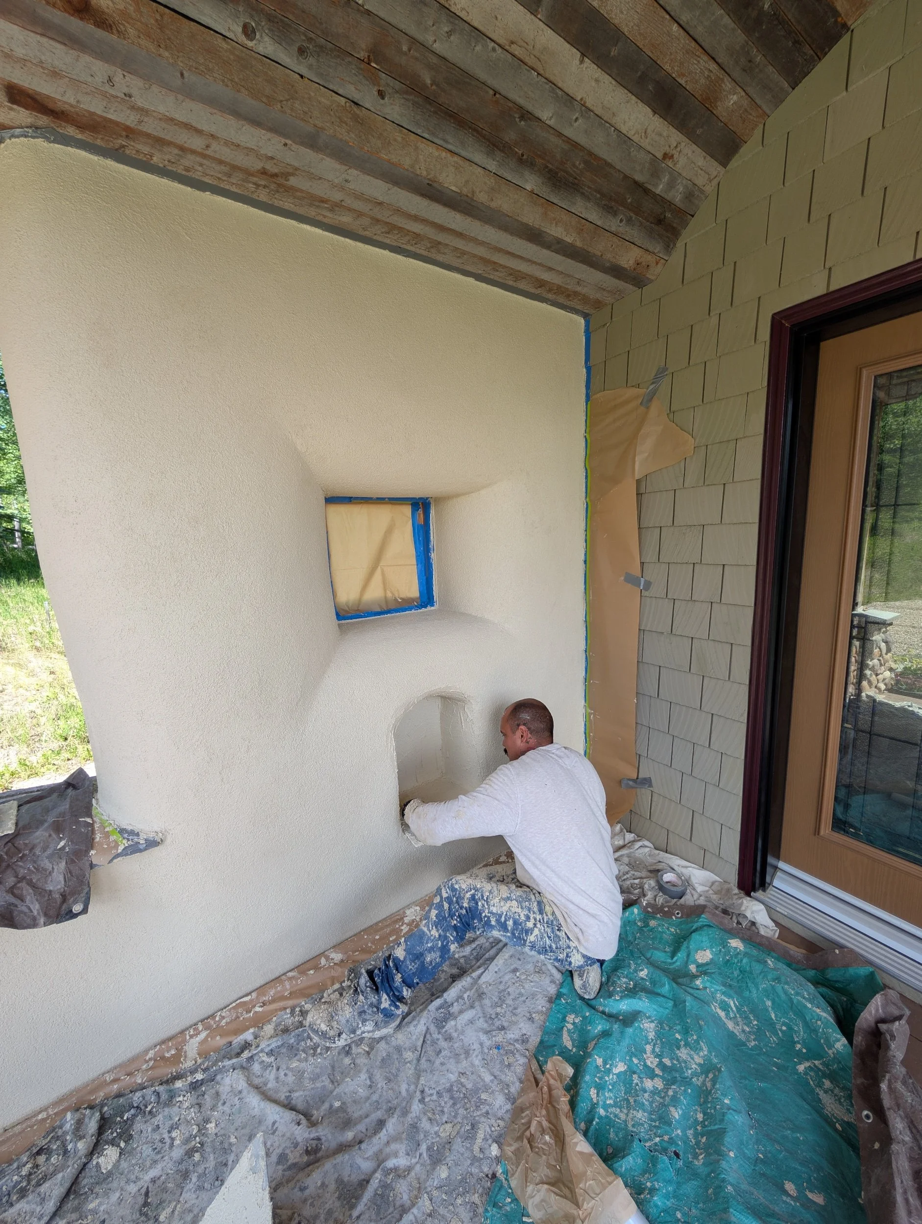Stucco over straw bale walls