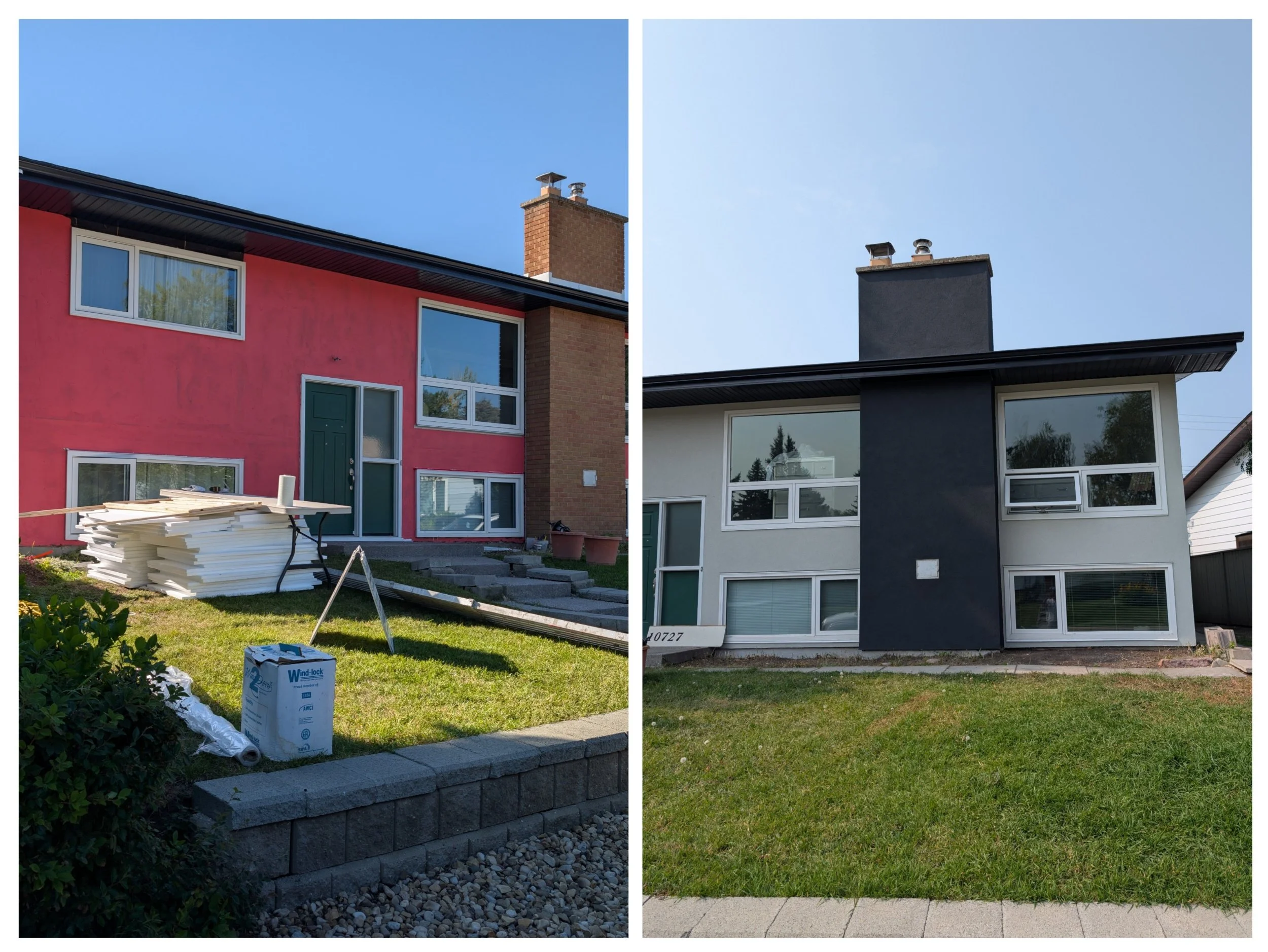 eifs system on walkout bungalow in se Calgary Ab