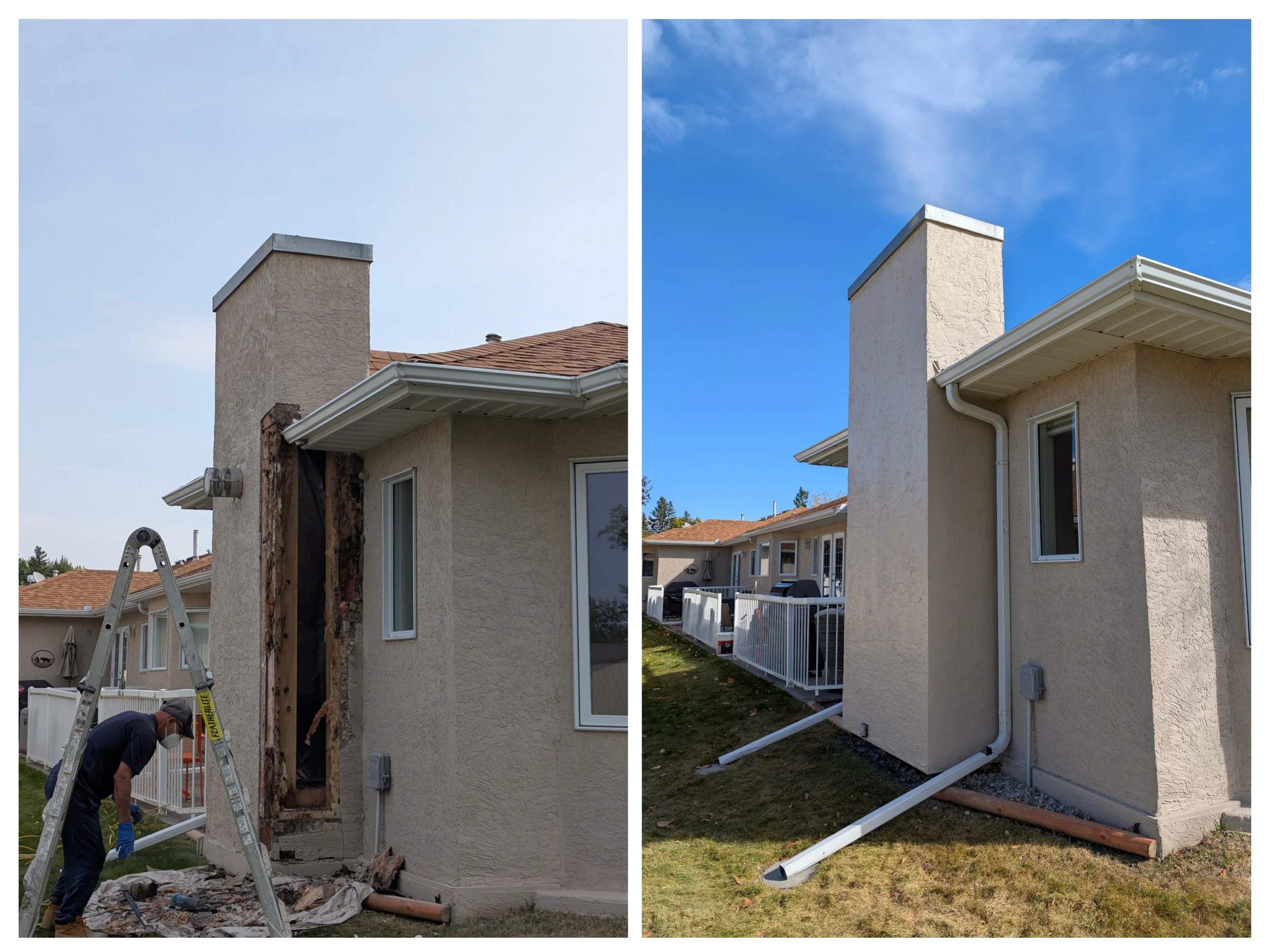 chimney repair and paint , Vulcan alberta by uruk stucco ltd