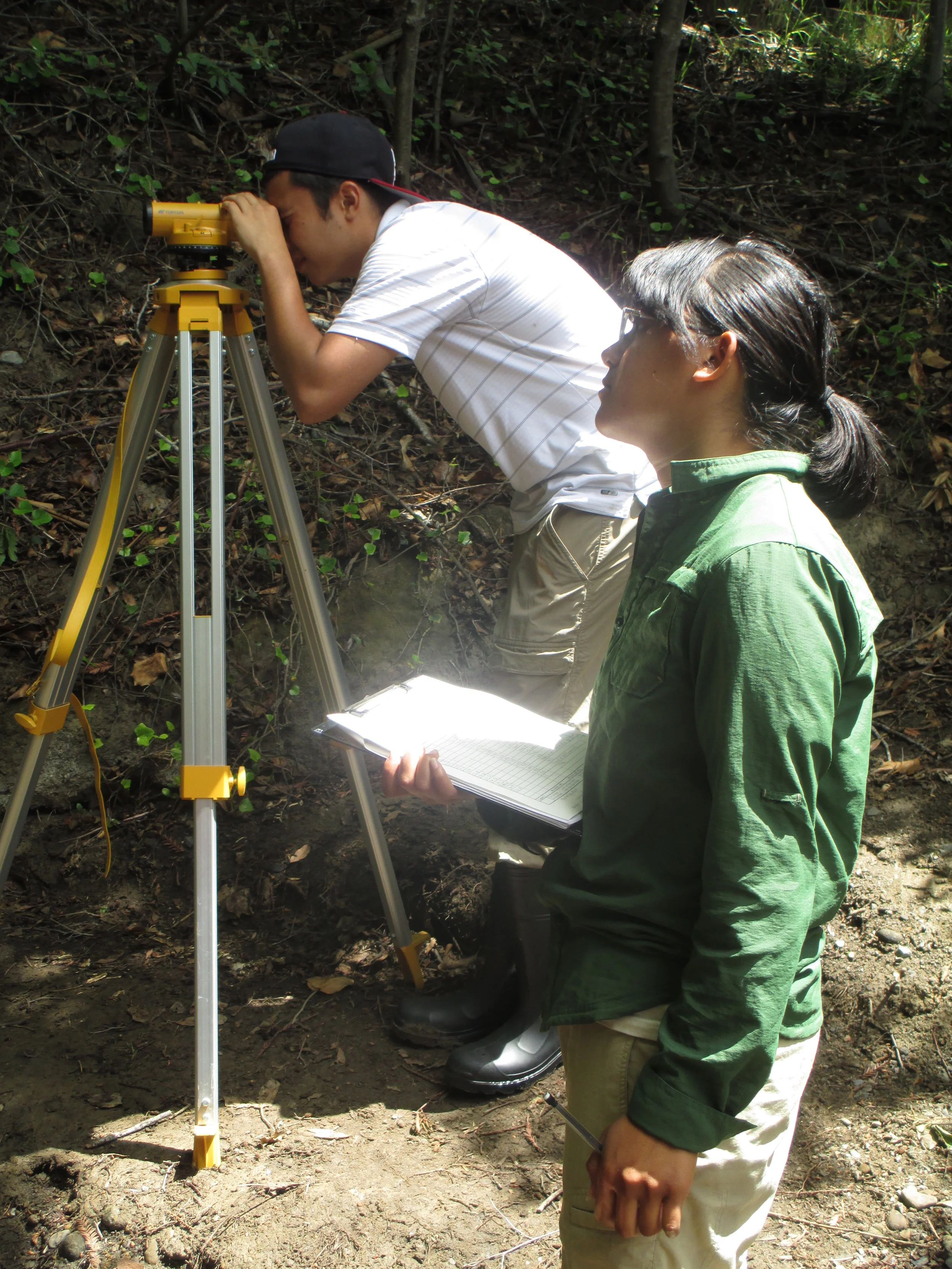 CUSP training community college youth in surveying streams.
