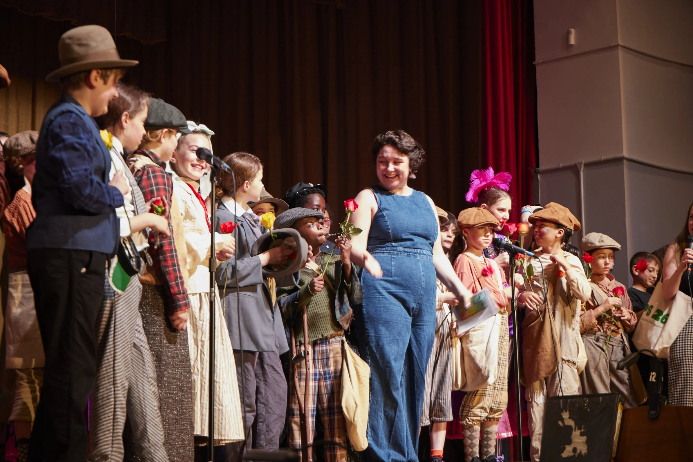  with the cast of Newsies Jr. at PS 261 After School; photo by Dylan Chandler 