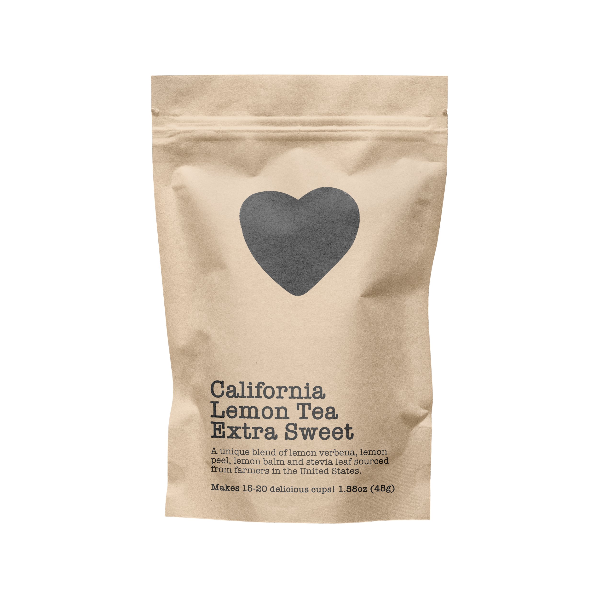 California Lemon Tea Extra Sweet, Eco-Conscious Zip Pouch, Caffeine Free,  Pure Loose Leaf Tea Grown in America — American-grown Delicious by HARTS®