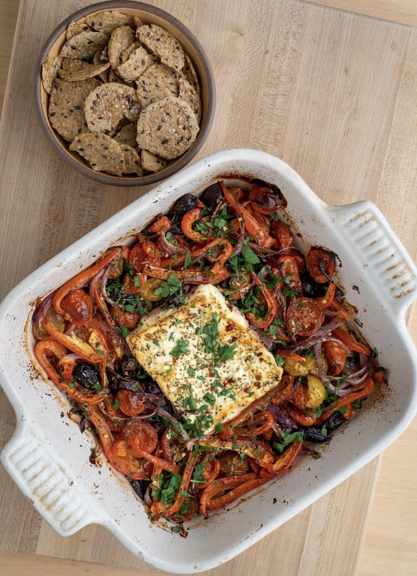 Baked Feta with Tomatoes & Olives