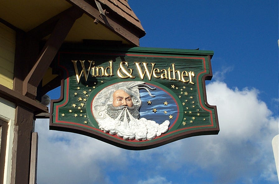  hanging carved sign in Fort Bragg 