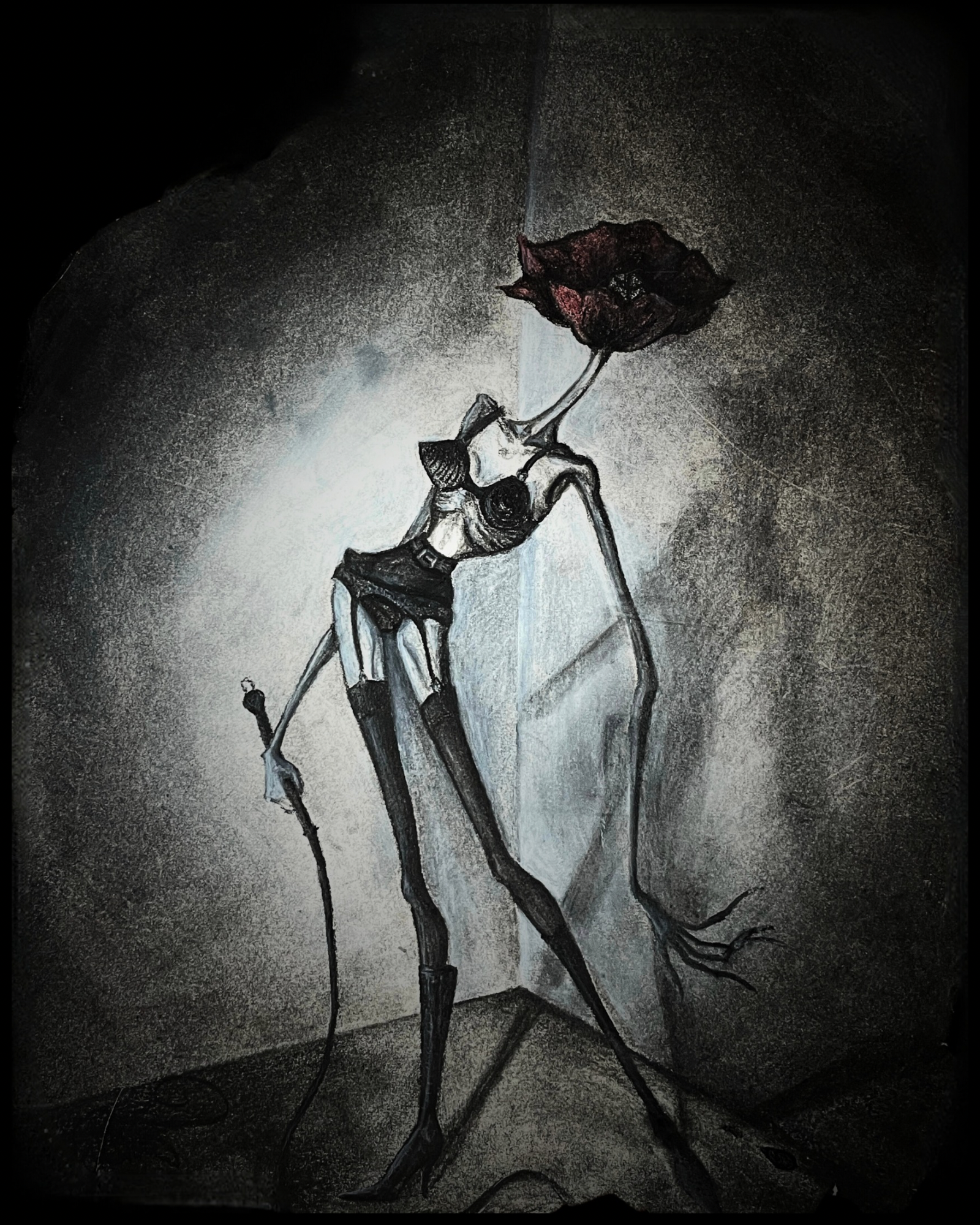 Madame X, Leigh Anita, Mixed Media (Charcoal, Graphite, Ink, Lipstick), 2011.