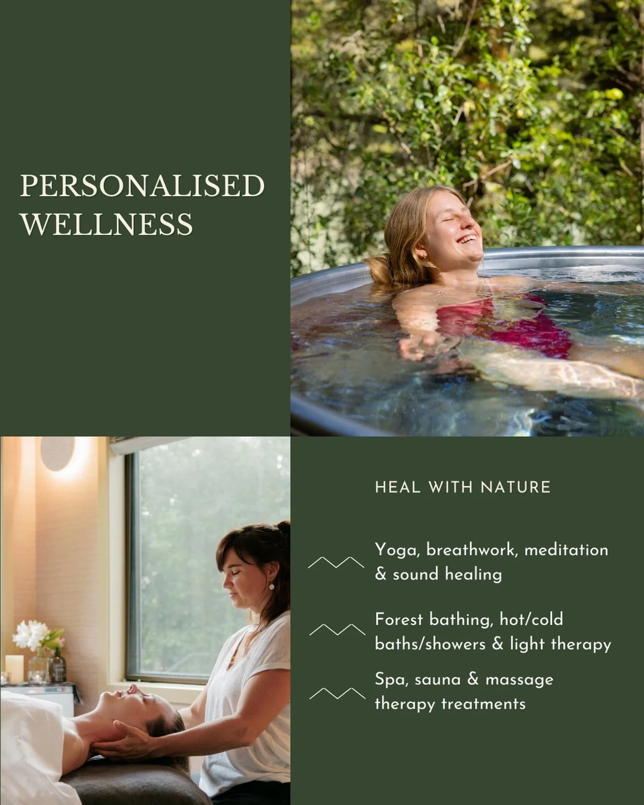 Come as you are and let us take care of you.  Our Personal Restoration Retreat includes a daily activity schedule personalised for you including daily pampering treatments from our experienced therapists.  You will have your own private hot tub, saun