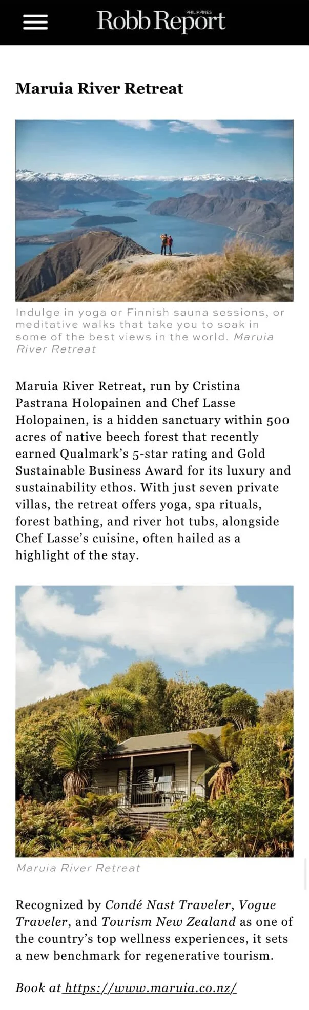 Robb Report Mariua River Retreat